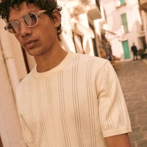 Octobre Editions (Sézane) Men’s Pio T-Shirt Organic Cotton Italy Ecru Size L EUC